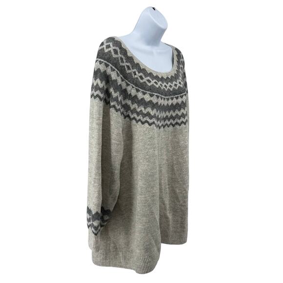 Lane Bryant Sweater Beige Gray Women 18/20 Geometric Horizontal Stripes Pullover - Picture 3 of 8